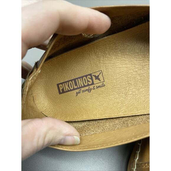 PIKOLINOS Jerez Loafer Brandy Saddle Leather Flats Womens 41 Floral Laser Cut - Picture 10 of 11